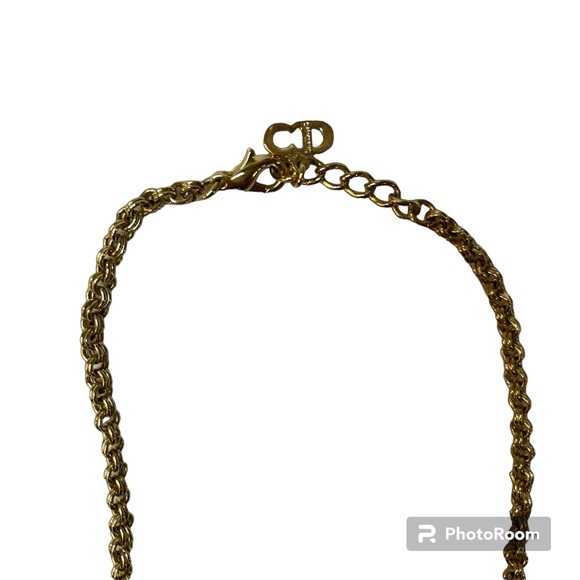 Christian Dior Gold Arch CD Necklace with Rhinestones & Minimal Tarnishing EUC - Picture 4 of 8